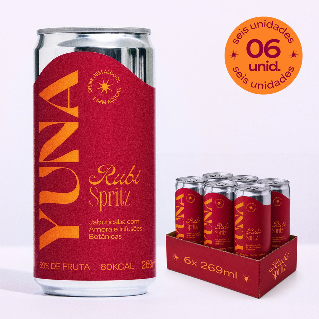 Rubi Spritz YUNA: lata e pack com 6 latas de 269 ml